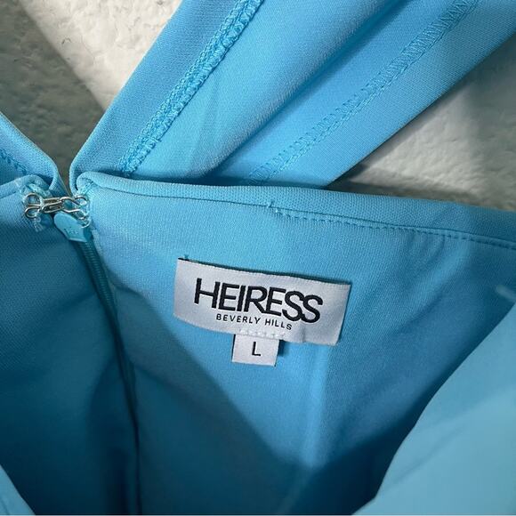 Heiress Beverly Hills Blue Corset Draped Dress Off Shoulder Women’s Size L - Picture 6 of 8